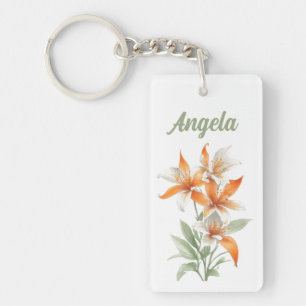 Orange Lily Blume Personalisiert Schlüsselanhänger