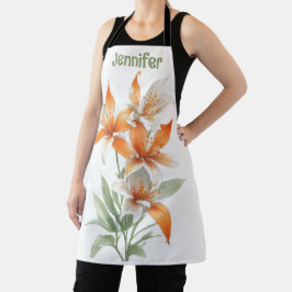 Orange Lily Blume Personalisiert Schürze