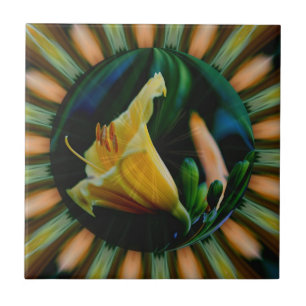 Orange Lily Floral Abstrakt Art Tile Fliese
