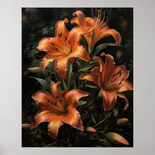 Orange Lily Flowers Art Imprimer Affiches