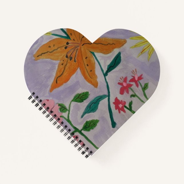 Orange Lily Heart Shaped Notebook Notizbuch (Vorderseite)