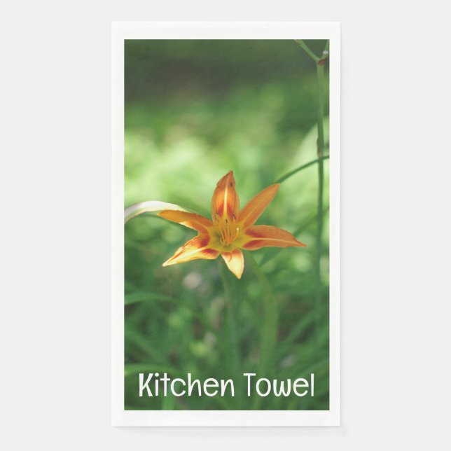 Orange Lily Meadow Towel Serviette (Vorderseite)