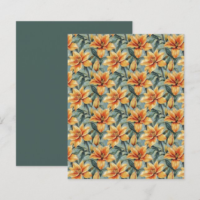 Orange Lily & Sage Background Scrapbook Paper (Vorne/Hinten)