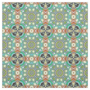 Orange Lime Green Turquoise Bali Batik Muster Stoff