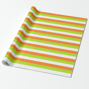 Orange, Limone grüne und weiße Streifen Geschenkpapier