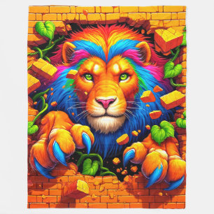 Orange Lion Design Fleecedecke
