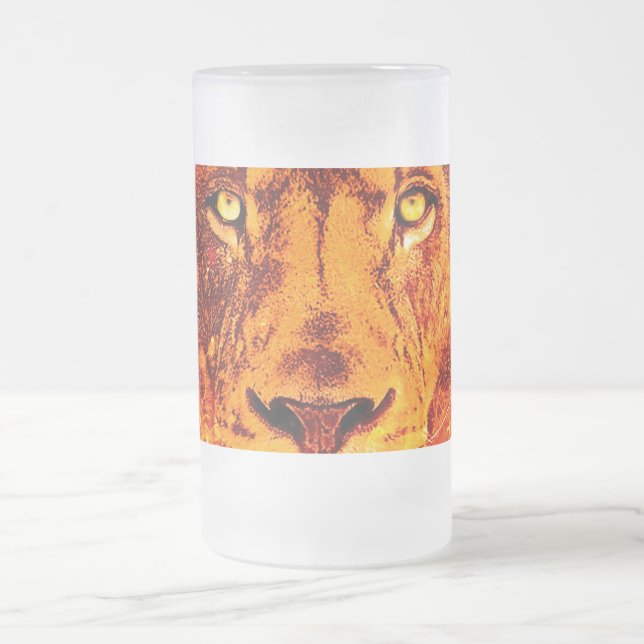 Orange Lion Face Mattglas Bierglas (Mittel)