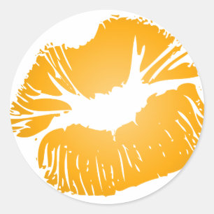 Orange Lips Runder Aufkleber