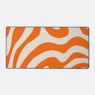 Orange Liquid Swirl Flow Groovy Streifen Y2K Muste Schreibtischunterlage