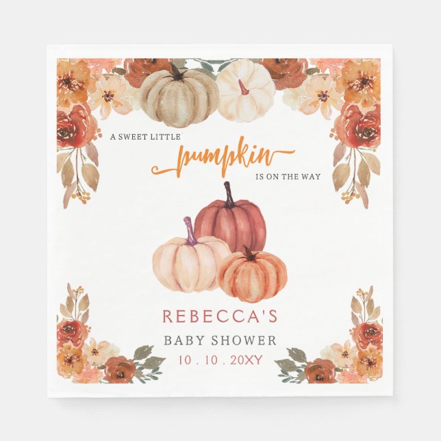 Orange Little Pumpkin Gender Neutral Baby Dusche Serviette (Vorderseite)