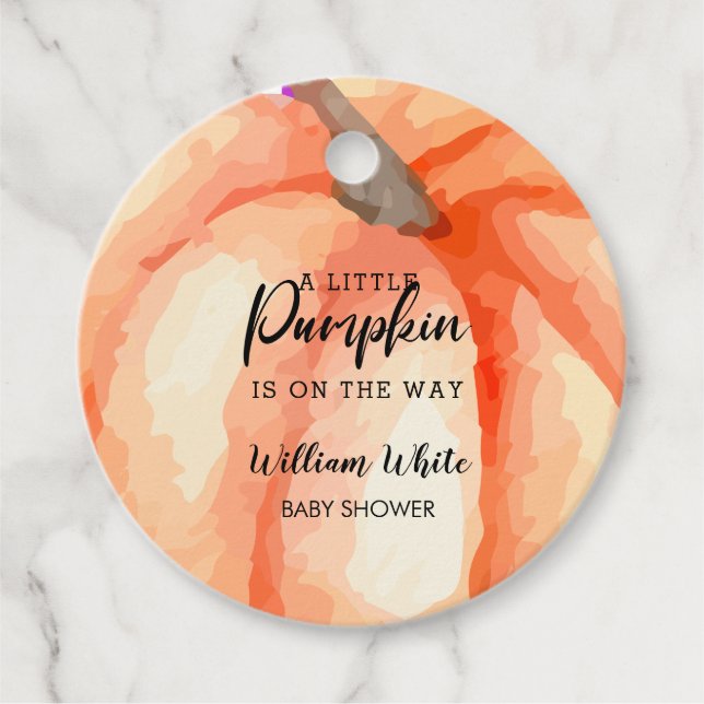 Orange Little Pumpkin Halloween Fall Baby Dusche Geschenkanhänger (Vorderseite)