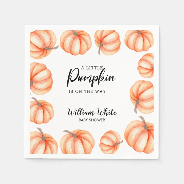 Orange Little Pumpkin Halloween Fall Baby Dusche Serviette (Vorderseite)
