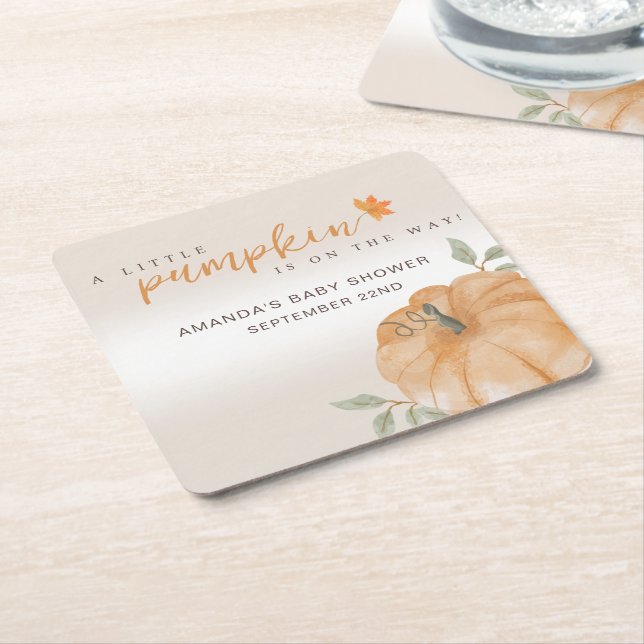 Orange Little Pumpkin Herbst Babydusche Rechteckiger Pappuntersetzer (angewinkelt)