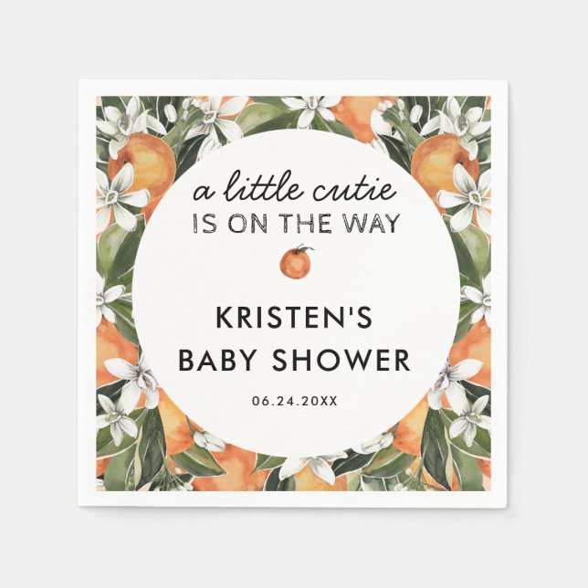 Orange Little Süsse Baby Dusche Serviette (Vorderseite)