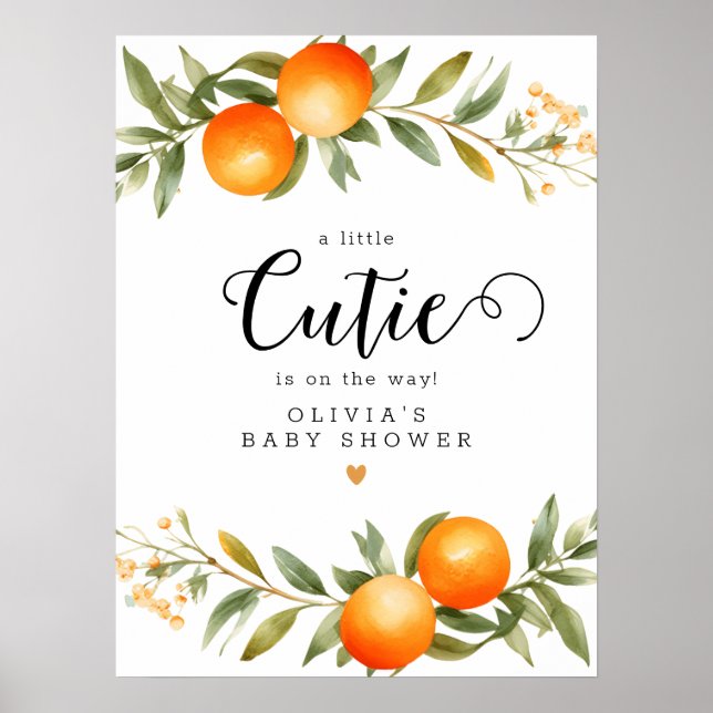 Orange Little Süsse Baby Dusche Willkommen Poster (Vorne)