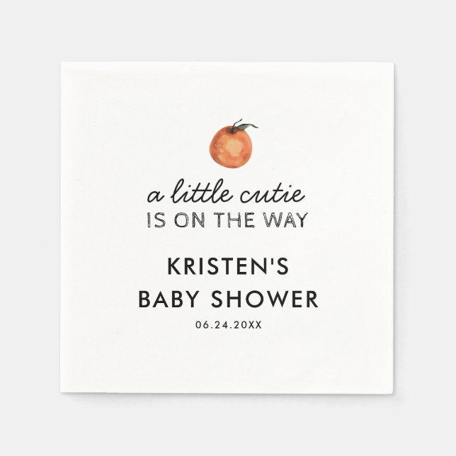 Orange Little Süsse Clementine Babydusche Napkins Serviette (Vorderseite)