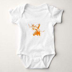 Orange Longhorn Steer mit Cowboy Hat Baby Strampler