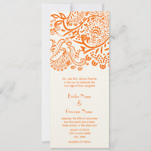 Orange Love Birds Hochzeitseinladung Einladung