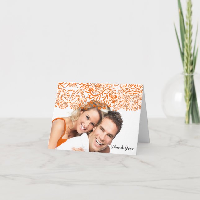 Orange Love Birds Wedding danke Ihnen Hinweis Kart (Vorderseite)