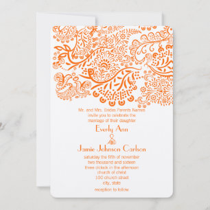 Orange Lovebirds Faire-part de mariage