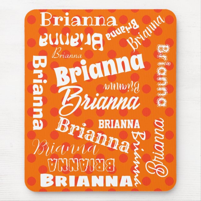 Orange Lover Polka Dotted Personalisiert Word Art Mousepad (Vorne)
