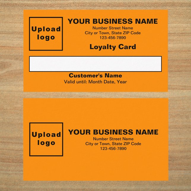 Orange Loyalty Card für Unternehmen Treuekarte (Front and back sides of orange color loyalty card. Loyalty card for your loyal customers.)