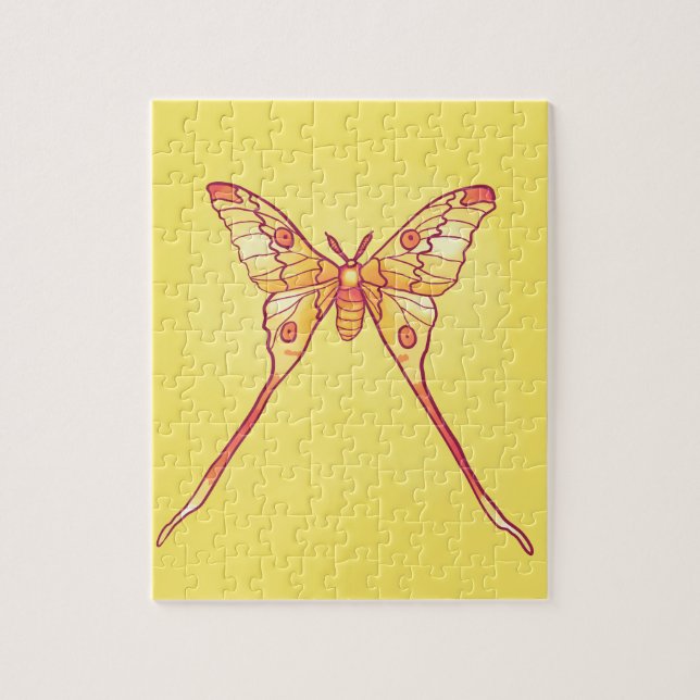 Orange Luna Moth Art - Farbiges Insekt (Vertikal)