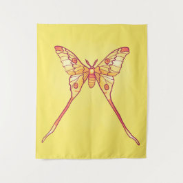 Orange Luna Moth Art - Farbiges Insekt Wandteppich