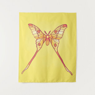 Orange Luna Moth Art - Farbiges Insekt Wandteppich