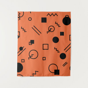 Orange, lustig, trendig, geometrische Memphis-Graf Wandteppich