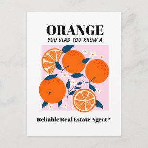 orange Lustiger Immobilienmakler-Marketing-Mailer Postkarte