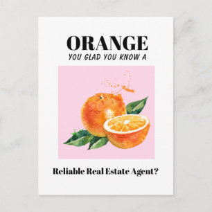 orange Lustiger Immobilienmakler-Marketing-Mailer Postkarte