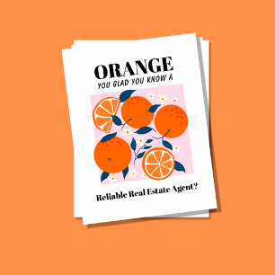 orange Lustiger Immobilienmakler-Marketing-Mailer Postkarte