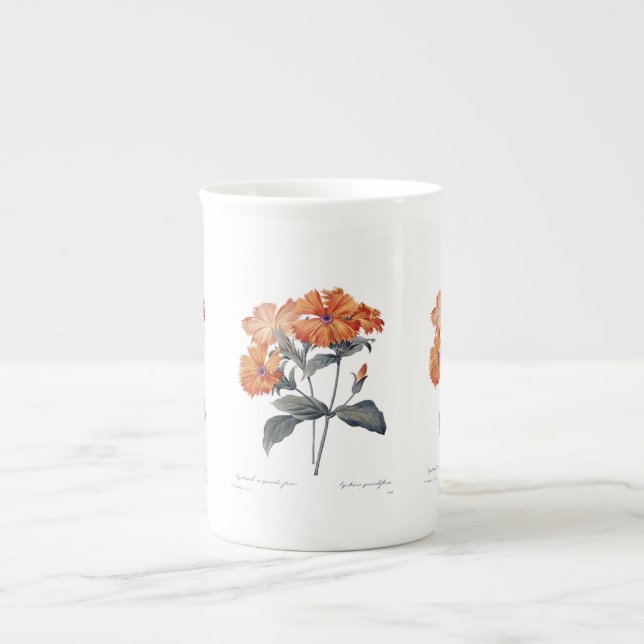 Orange Lychnis Redoute  Prozellantasse (Vorderseite)