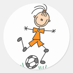 Orange Mädchen-Fußball-Aufkleber Runder Aufkleber