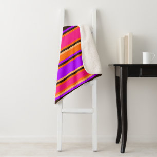 Orange, Magenta & Lila Stripteppiche Sherpadecke
