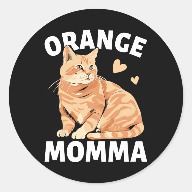 Orange Mamma Cat Niedlich Cat Lovers Runder Aufkleber (Vorderseite)