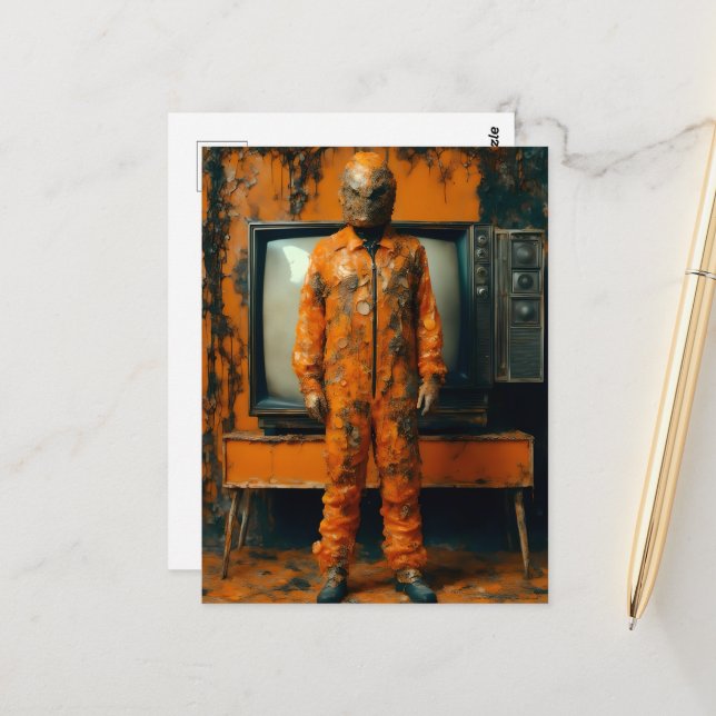 Orange Man Orange Anzug Abandoned TVs Postkarte (Vorderseite/Rückseite Beispiel)