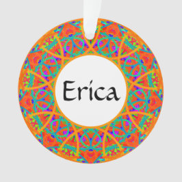 Orange Mandala Customizable Boho Weihnachten Ornament