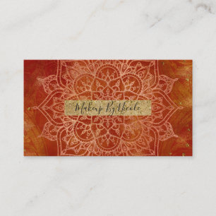 Orange Mandala & Gold Glam Moderne Chic Visitenkarte