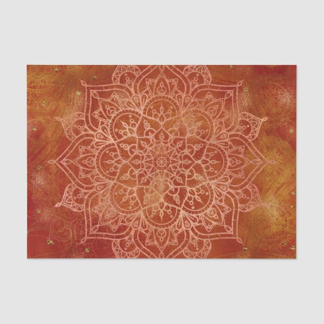 Orange Mandala & Gold Glam Moderner Chic Seidenpapier (Vorderseite)
