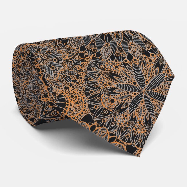 Orange Mandala Pattern Krawatte (Gerollt)