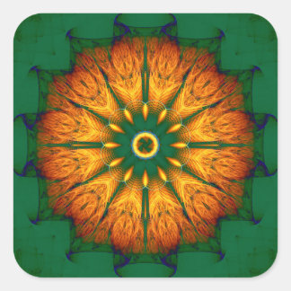 Orange Mandala Quadratischer Aufkleber
