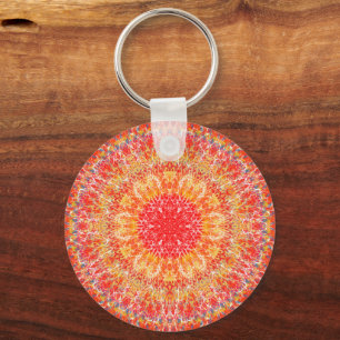 Orange Mandala Schlüsselring Schlüsselanhänger