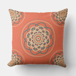 Orange Mandala Throw Pillow Meditation Room Decke Kissen
