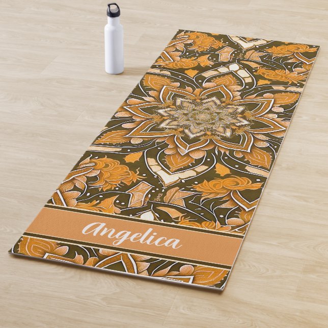 Orange Mandala Yoga Mat mit benutzerdefinierbarem  Yogamatte (Beispiel)