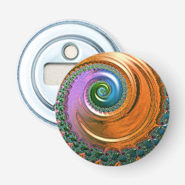 Orange Mandelbrot Swirl Button Flaschenöffner