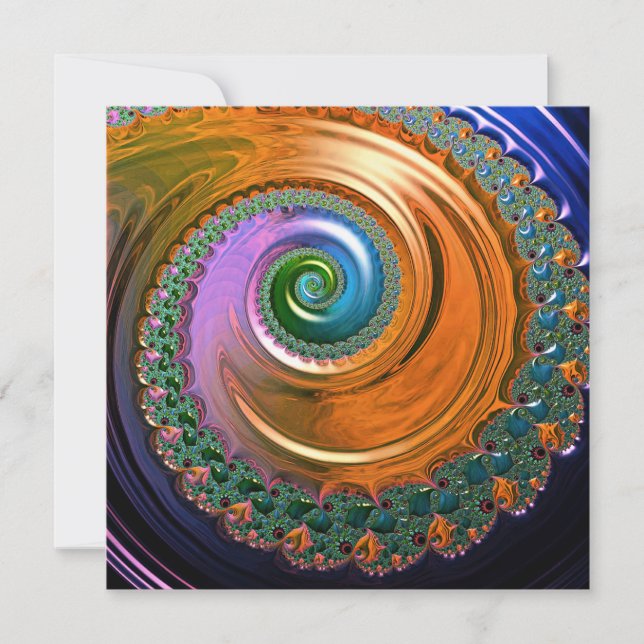 Orange Mandelbrot Swirl Flat Card (Vorderseite)