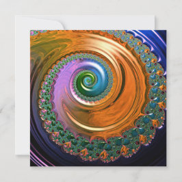 Orange Mandelbrot Swirl Flat Card