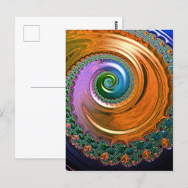 Orange Mandelbrot Swirl Postcard Postkarte
